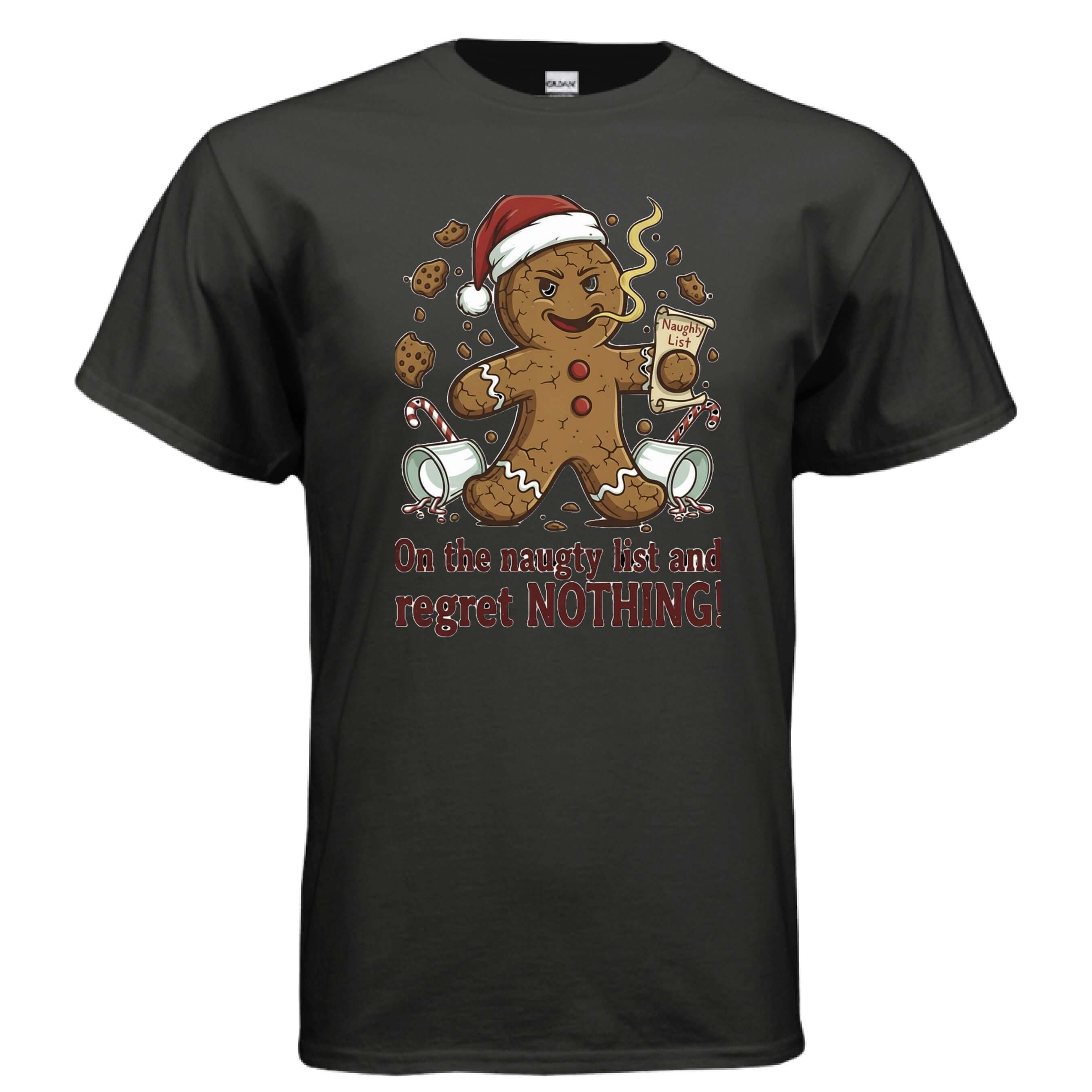 OBSIDIAN CODE presents a playful Naughty List tee with humorous Christmas style, festive personality, and lighthearted seasonal charm.