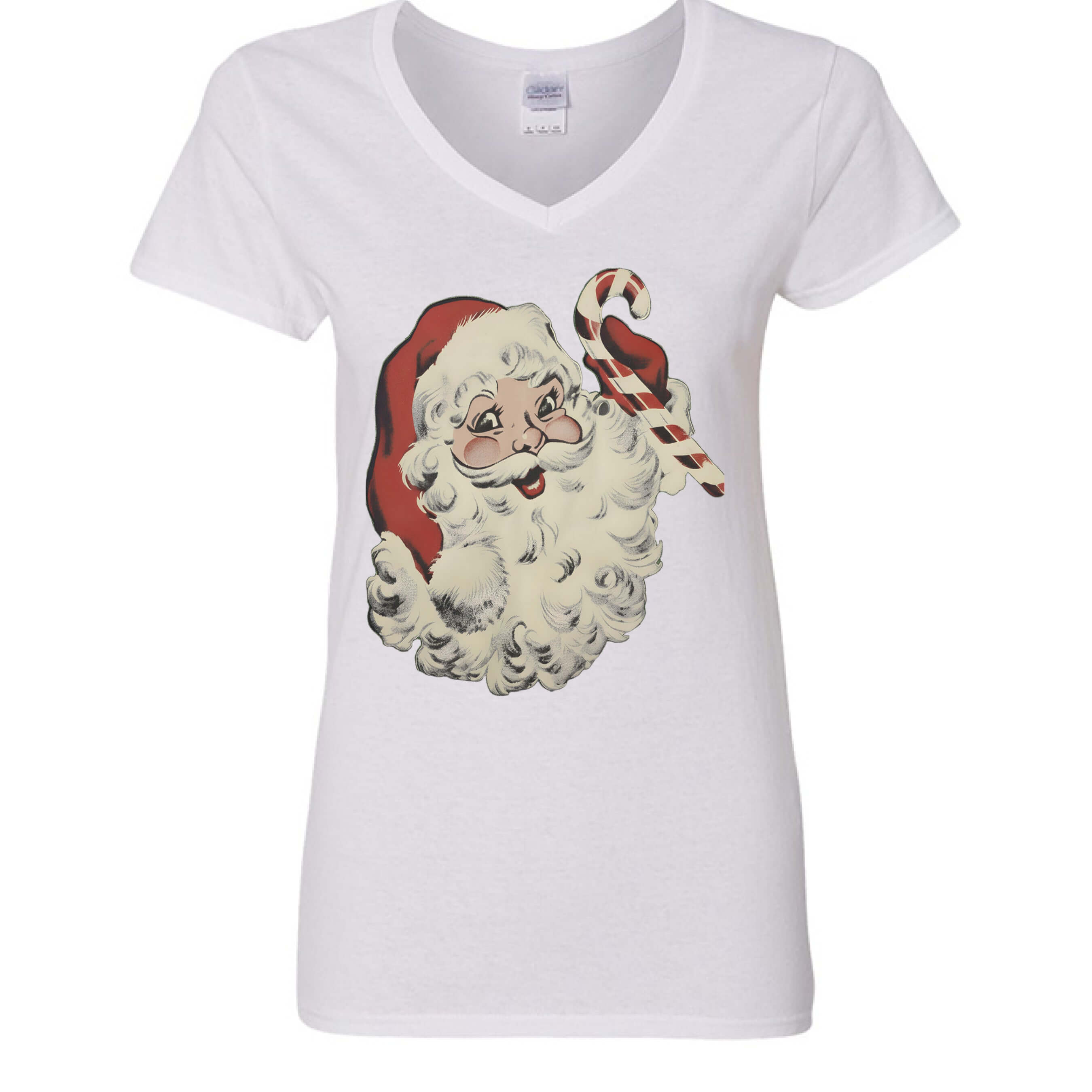 OBSIDIAN CODE presents a festive Candy Cane Santa V-neck tee designed for comfort, cheer, and joyful holiday style.