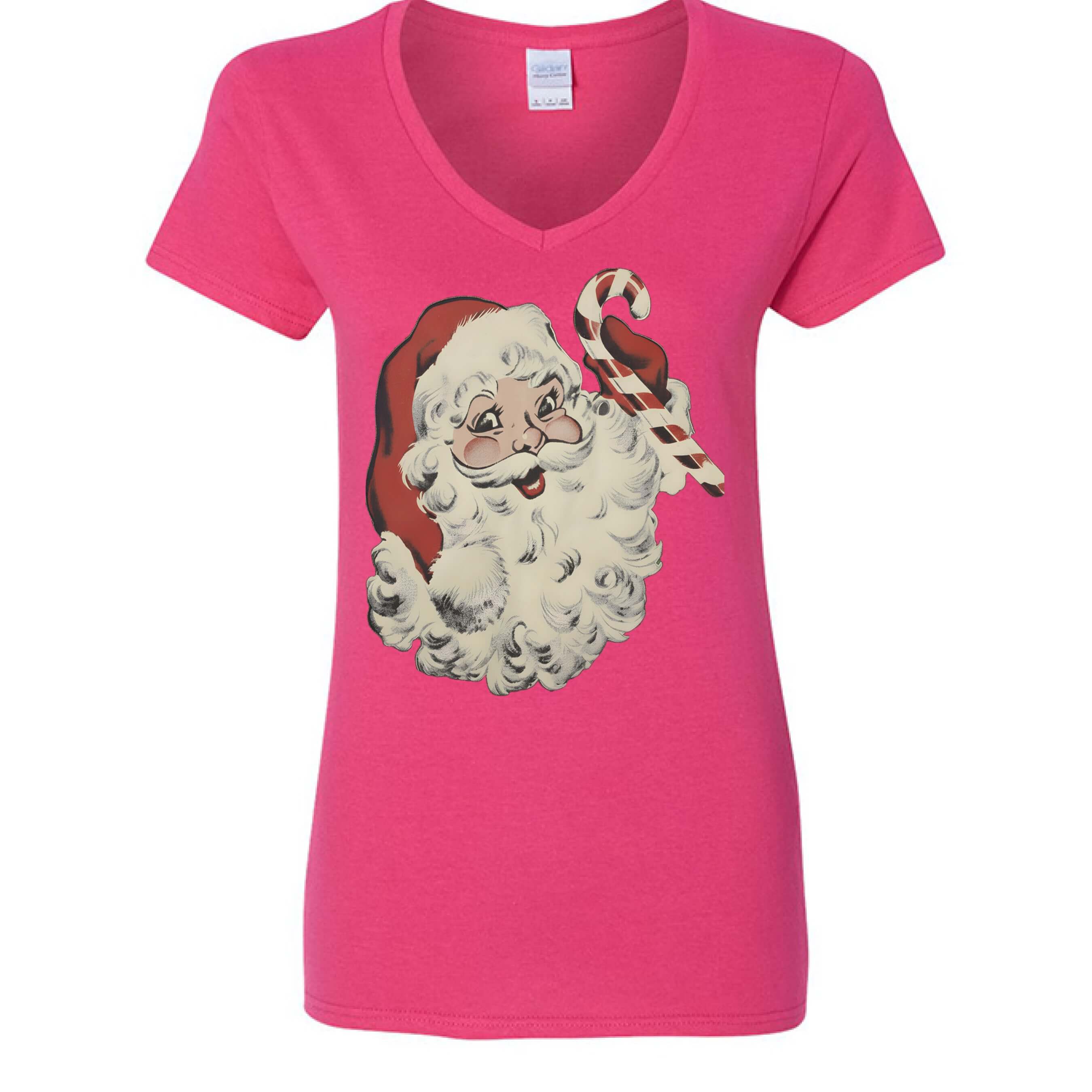 OBSIDIAN CODE presents a festive Candy Cane Santa V-neck tee designed for comfort, cheer, and joyful holiday style.