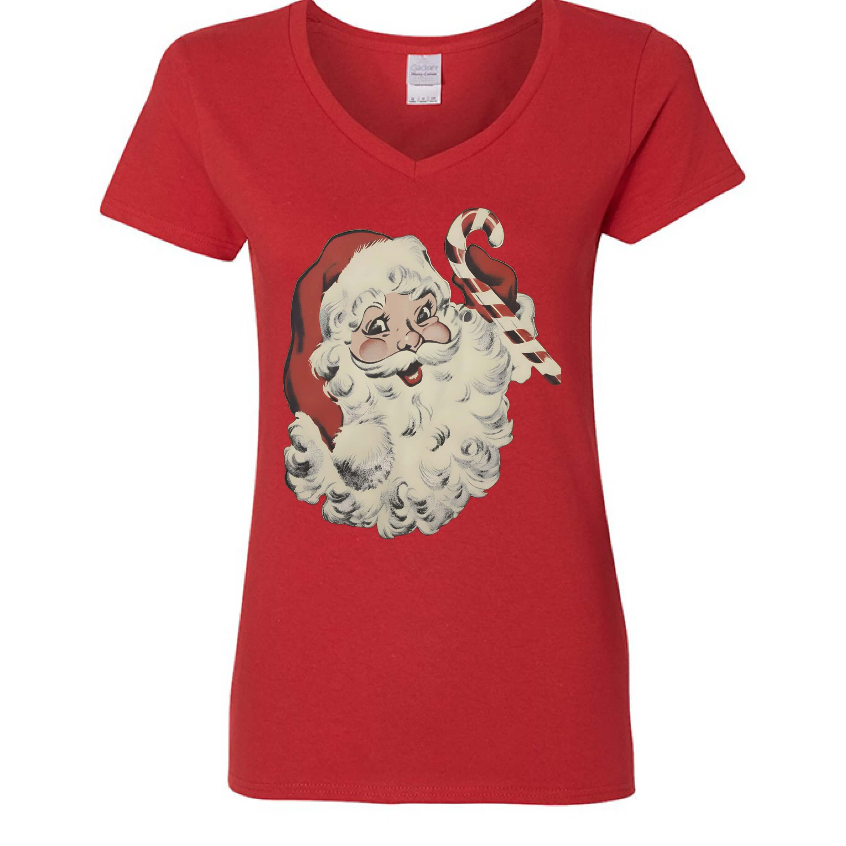 OBSIDIAN CODE presents a festive Candy Cane Santa V-neck tee designed for comfort, cheer, and joyful holiday style.