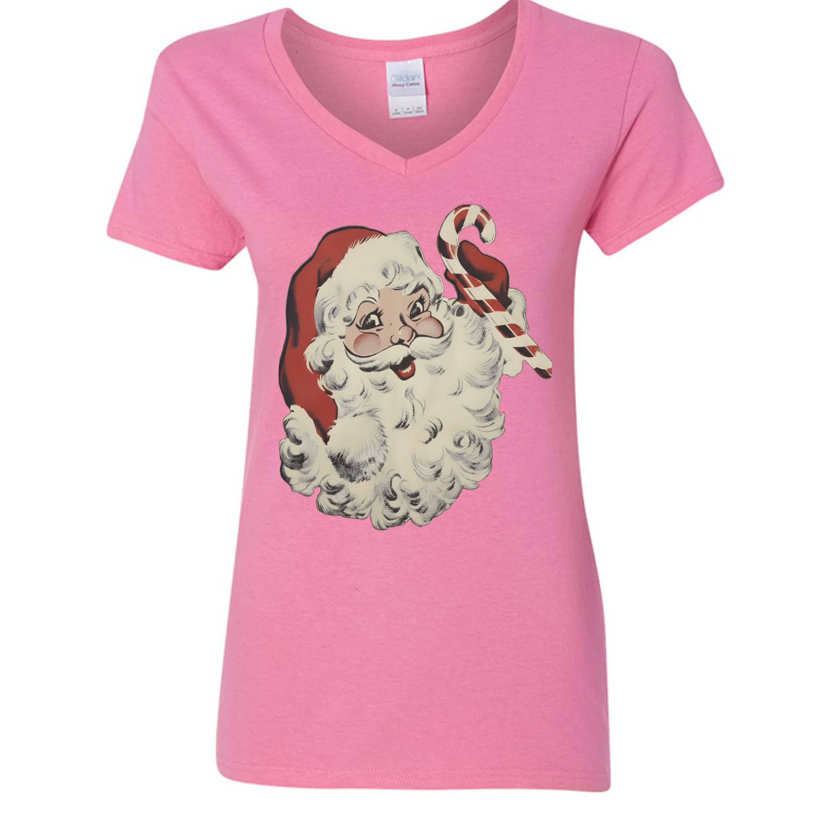 OBSIDIAN CODE presents a festive Candy Cane Santa V-neck tee designed for comfort, cheer, and joyful holiday style.