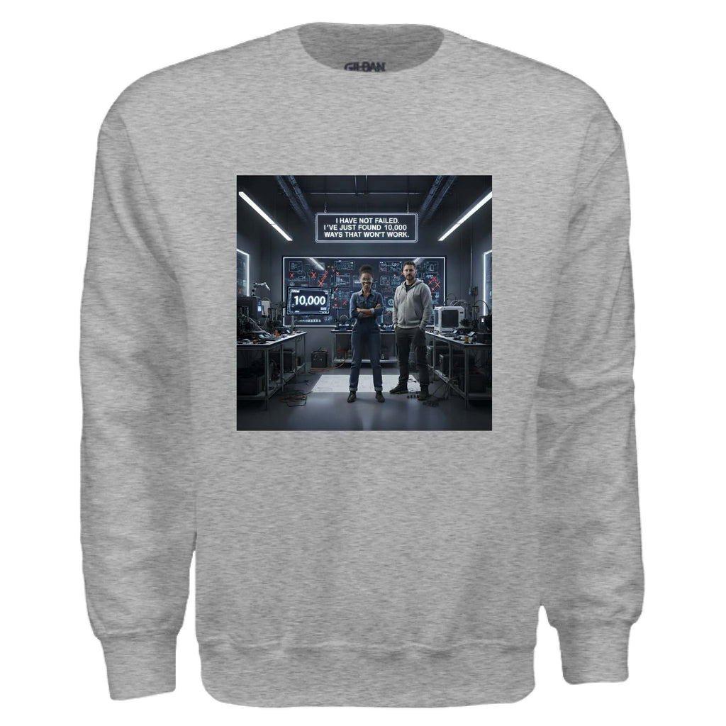 OBSIDIAN CODE delivers a motivational Edison quote sweatshirt for those who believe persistence fuels every step toward success.