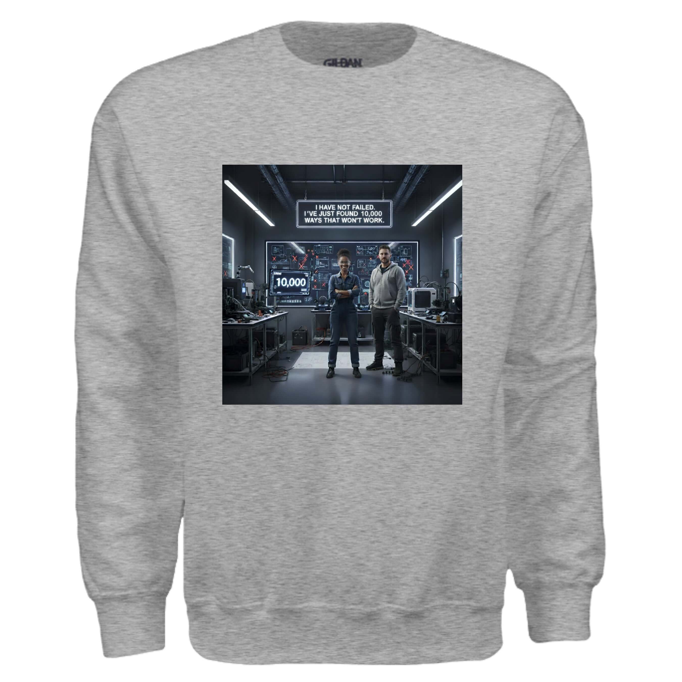 OBSIDIAN CODE delivers a motivational Edison quote sweatshirt for those who believe persistence fuels every step toward success.