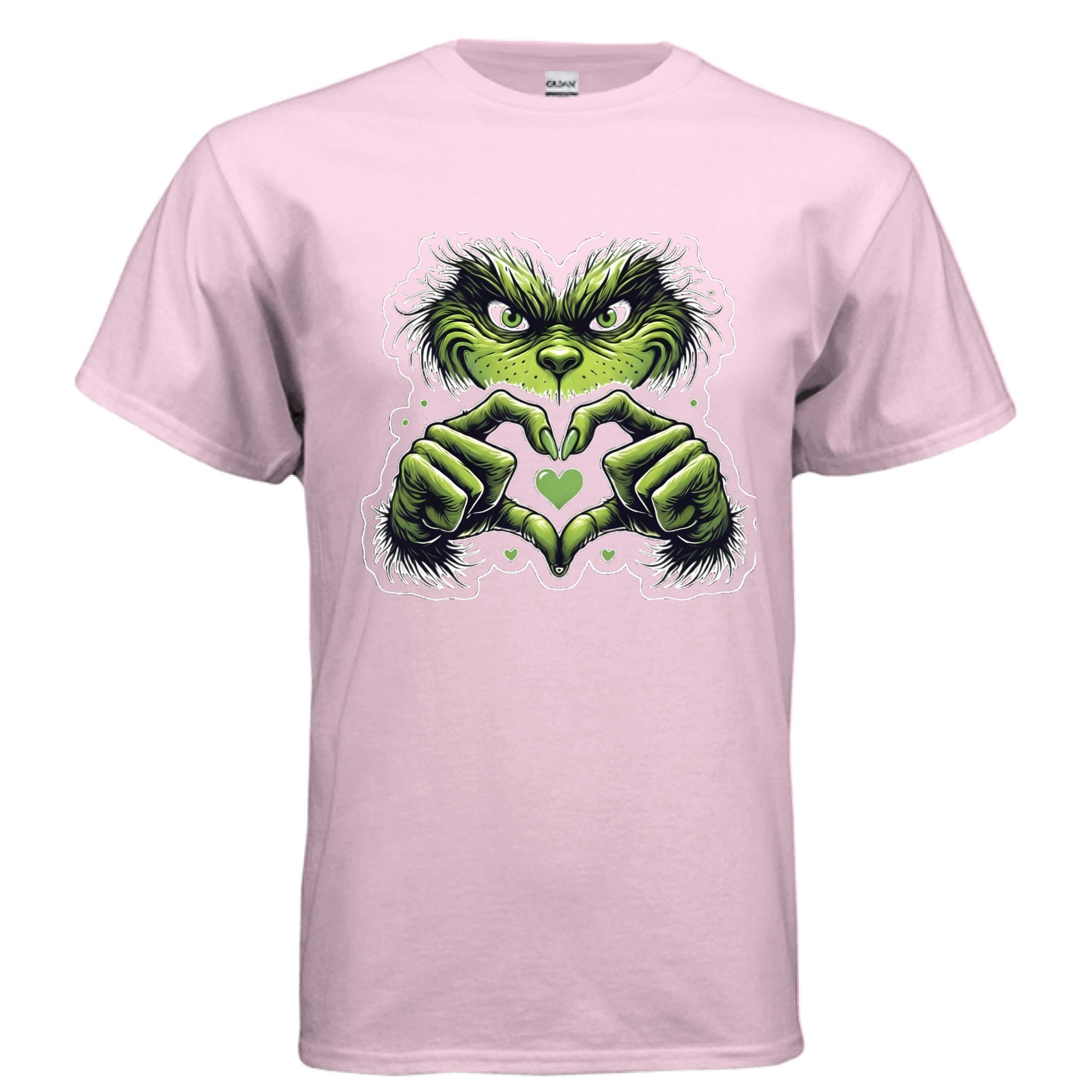 OBSIDIAN CODE delivers a charming Grinch Heart tee with festive humor, playful style, and cheerful Christmas personality.