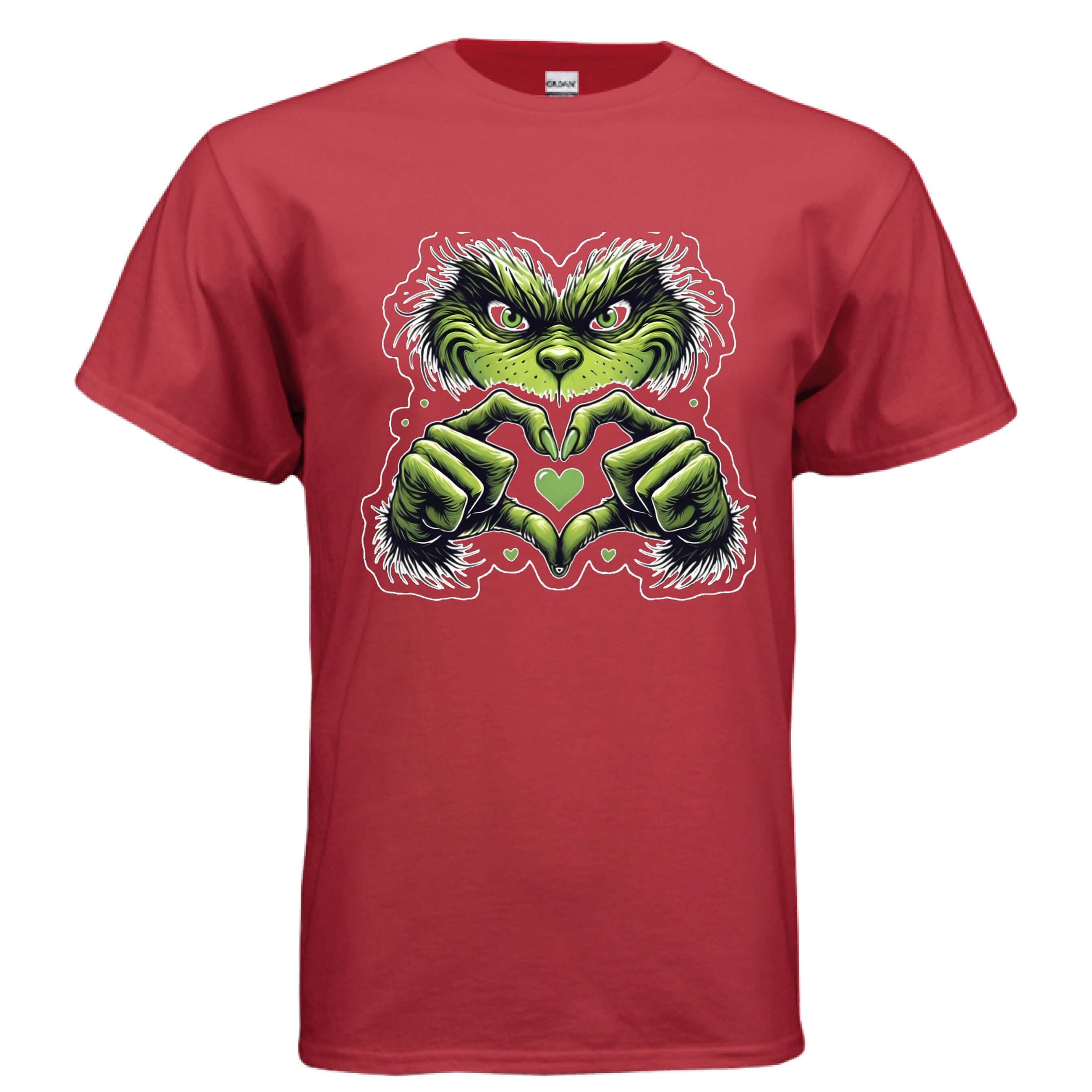 OBSIDIAN CODE delivers a charming Grinch Heart tee with festive humor, playful style, and cheerful Christmas personality.