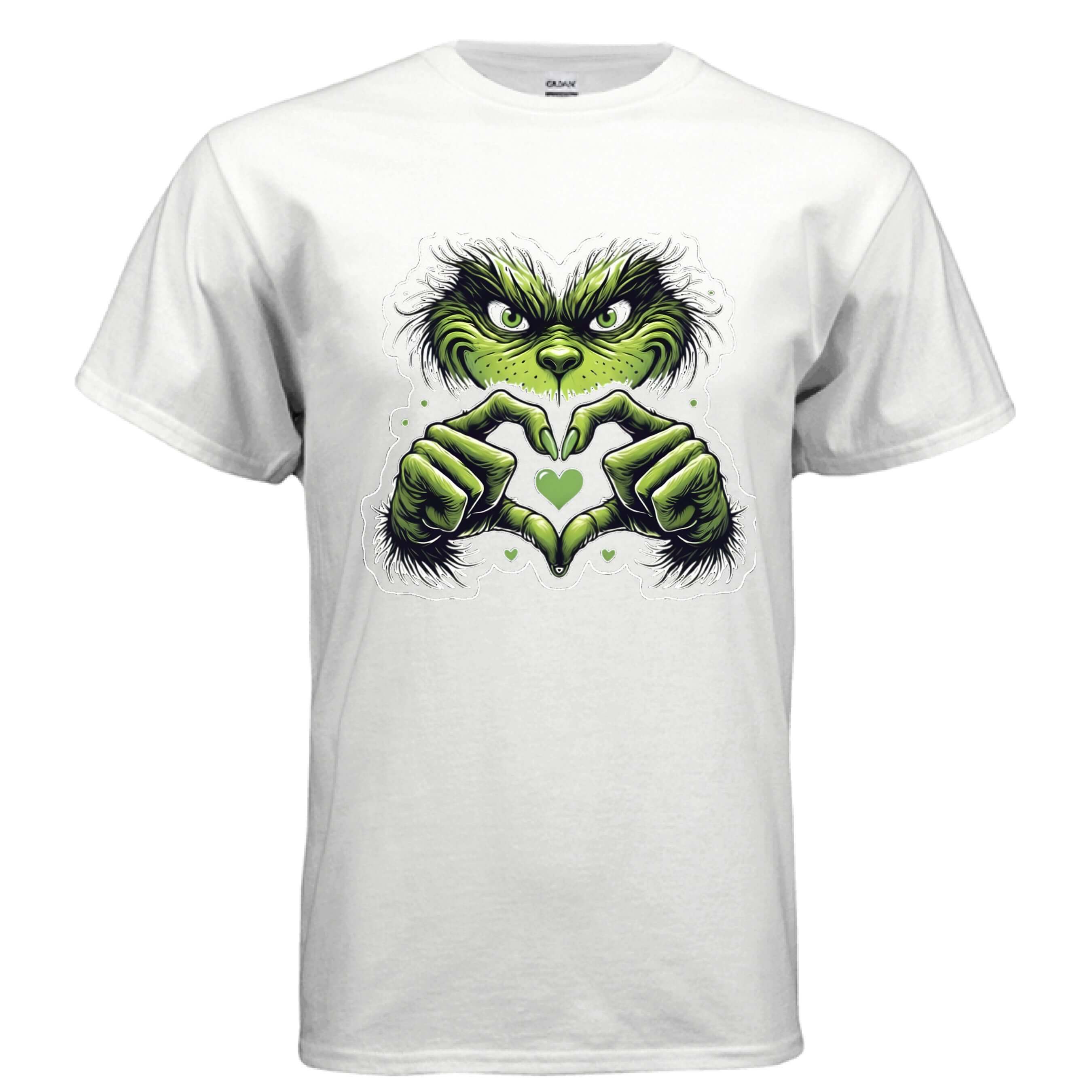 OBSIDIAN CODE delivers a charming Grinch Heart tee with festive humor, playful style, and cheerful Christmas personality.