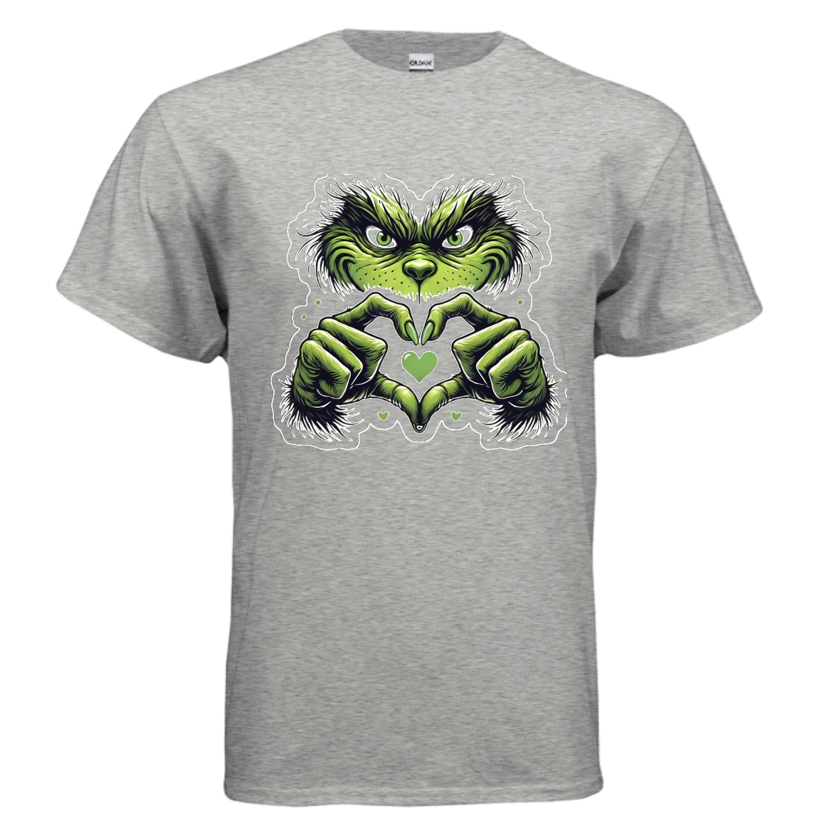 OBSIDIAN CODE delivers a charming Grinch Heart tee with festive humor, playful style, and cheerful Christmas personality.