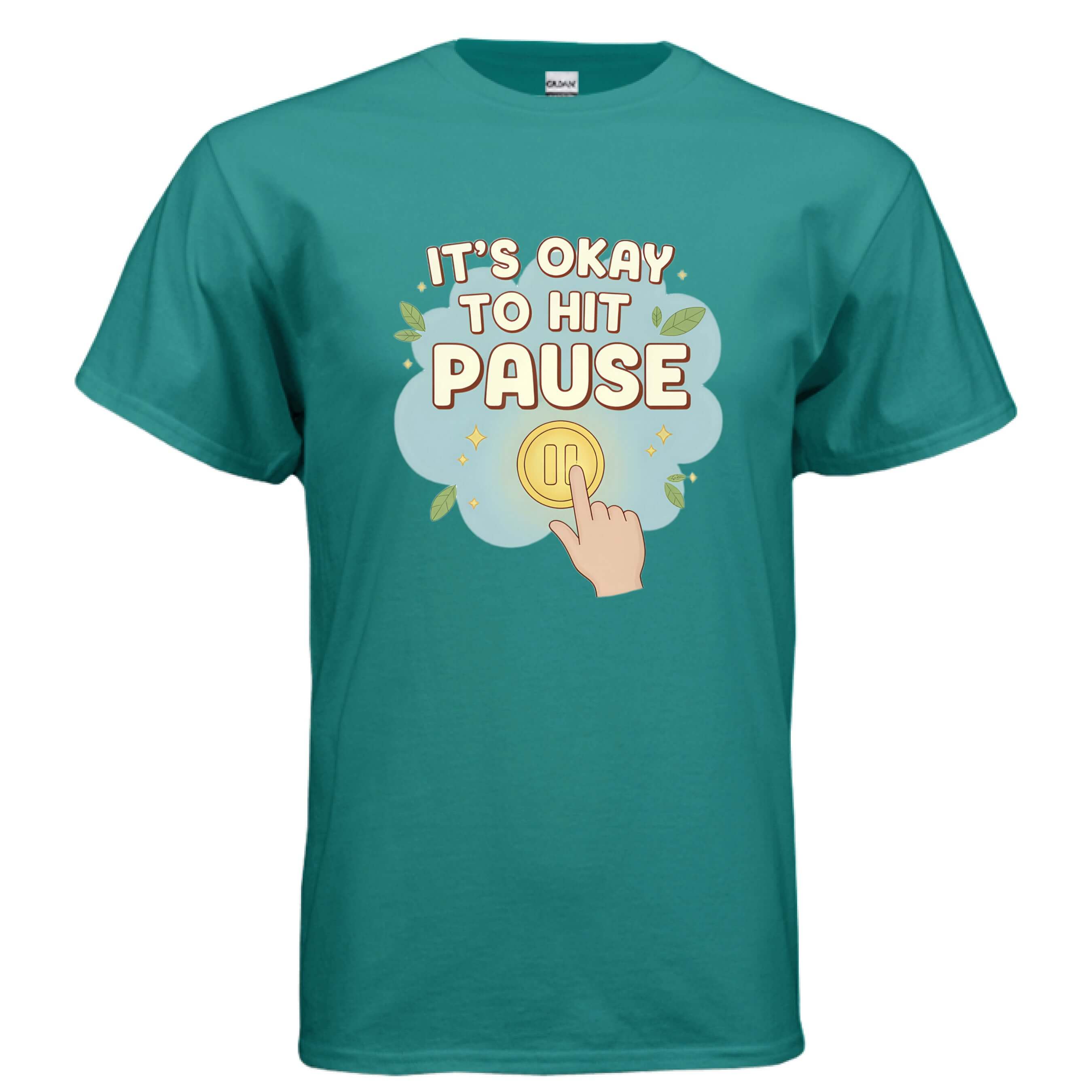 OBSIDIAN CODE offers the Hit Pause self-care tee, a calming reminder to rest, recharge, and embrace mindful wellness every day.