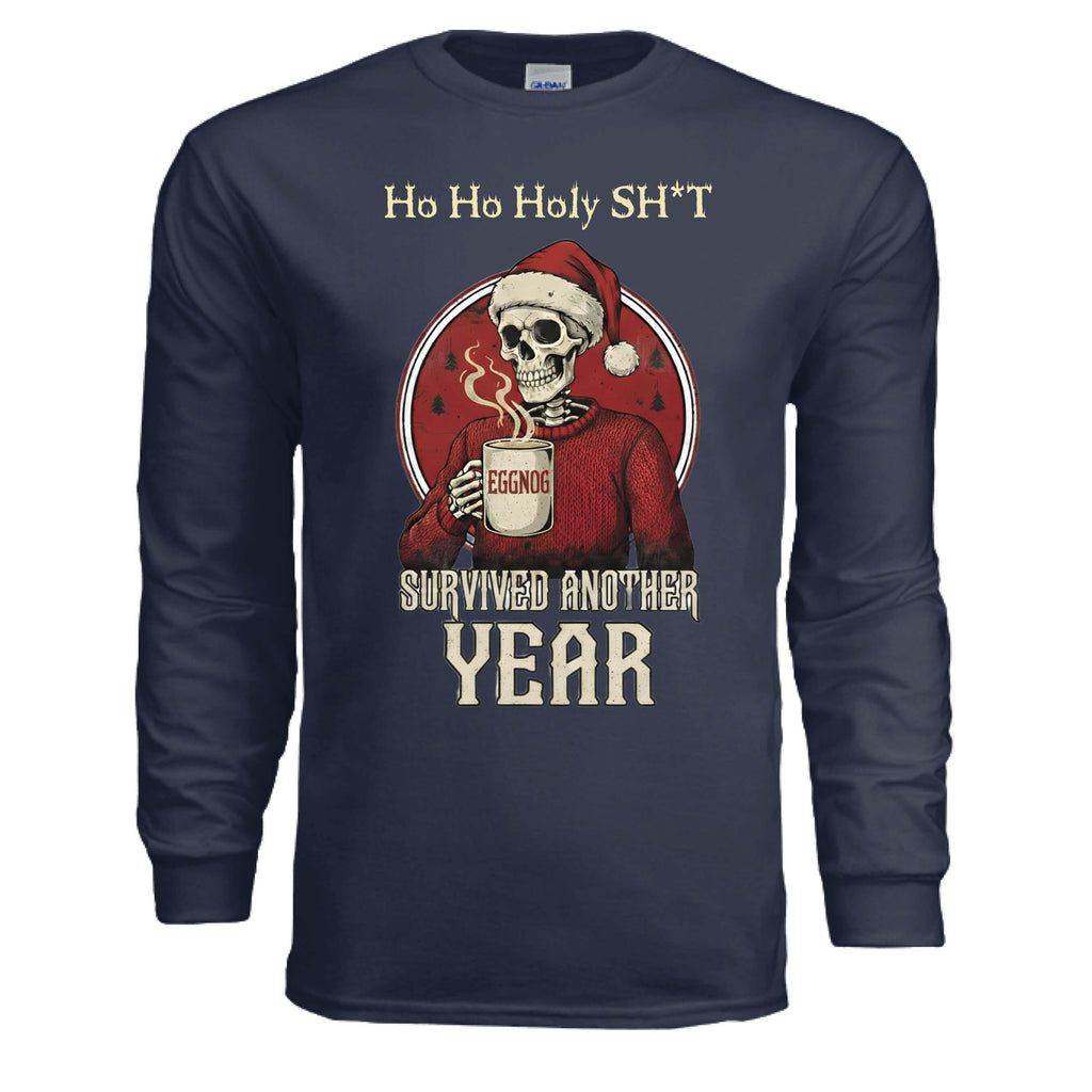 OBSIDIAN CODE offers a fun Ho Ho Holy long-sleeve tee blending festive humor, light faith themes, and cozy Christmas comfort.
