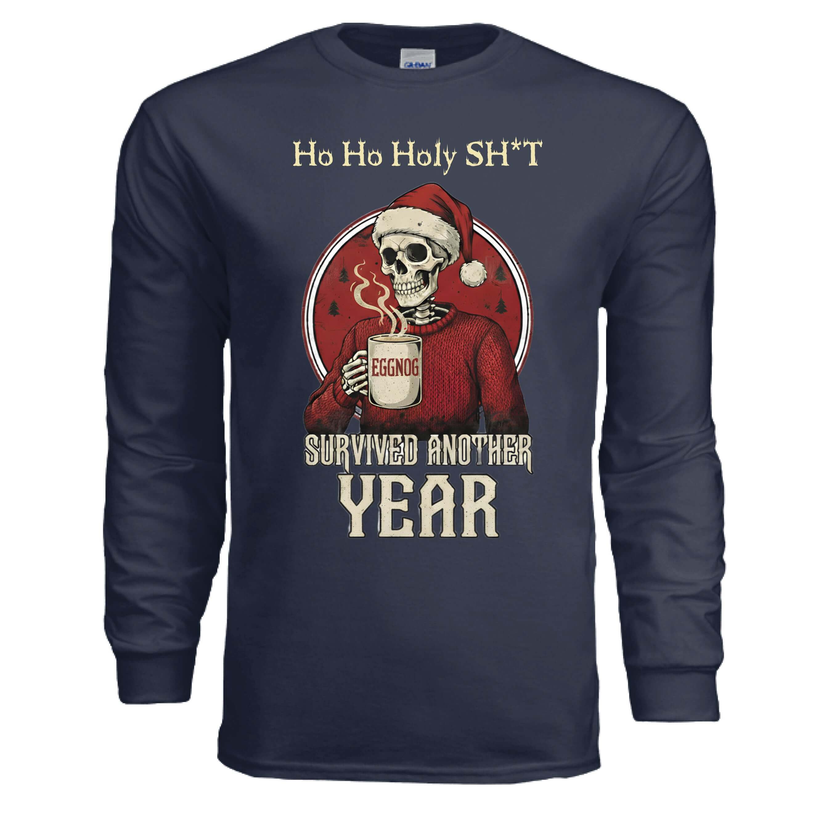 OBSIDIAN CODE offers a fun Ho Ho Holy long-sleeve tee blending festive humor, light faith themes, and cozy Christmas comfort.