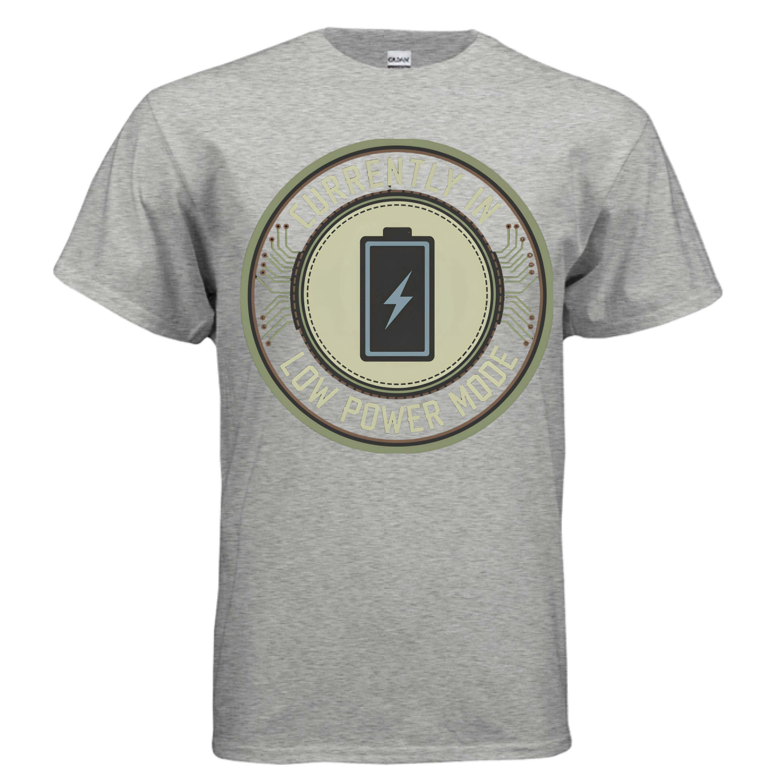 OBSIDIAN CODE delivers the Low Power Mode tee, a funny tech humor shirt perfect for tired developers, gamers, and everyday comfort.