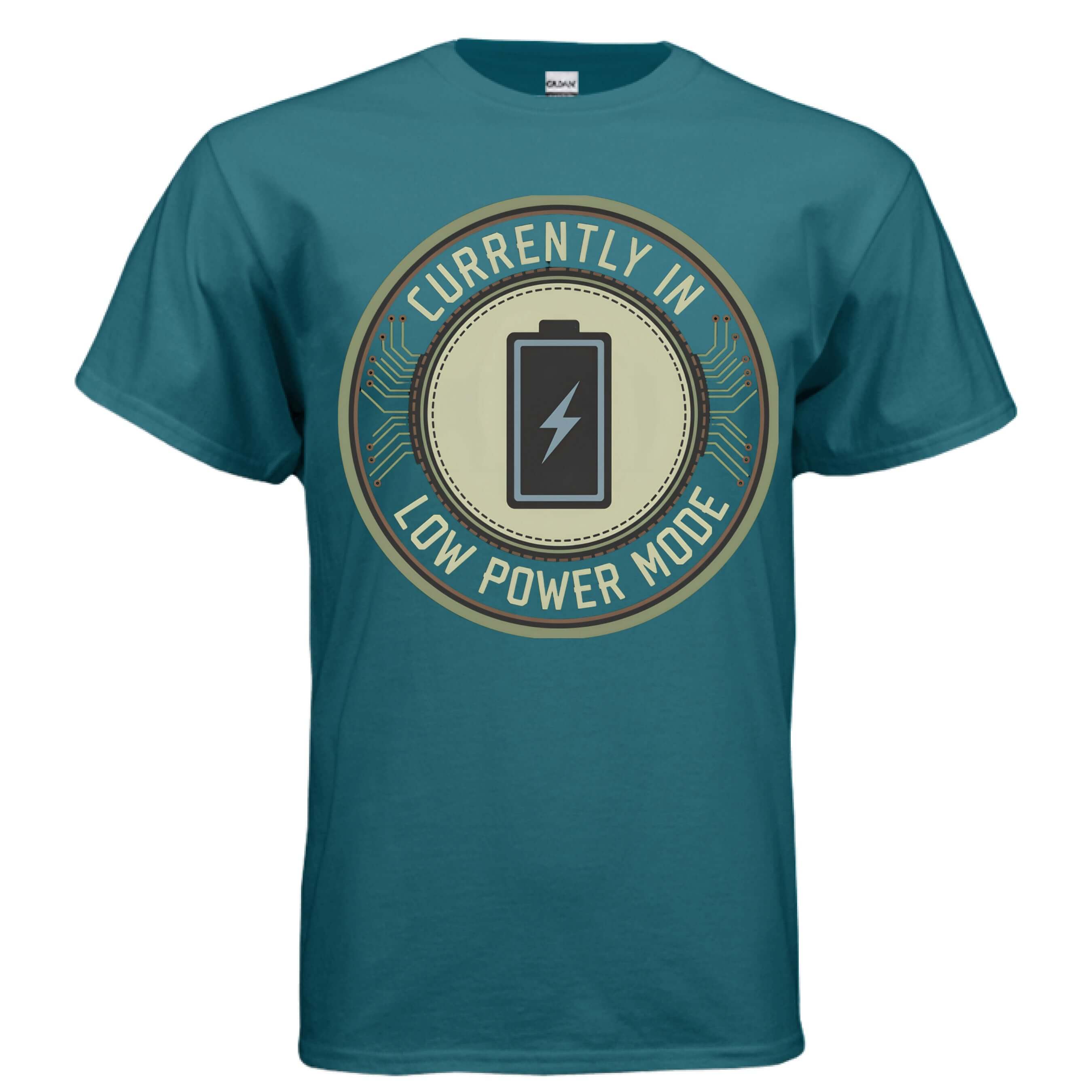 OBSIDIAN CODE delivers the Low Power Mode tee, a funny tech humor shirt perfect for tired developers, gamers, and everyday comfort.