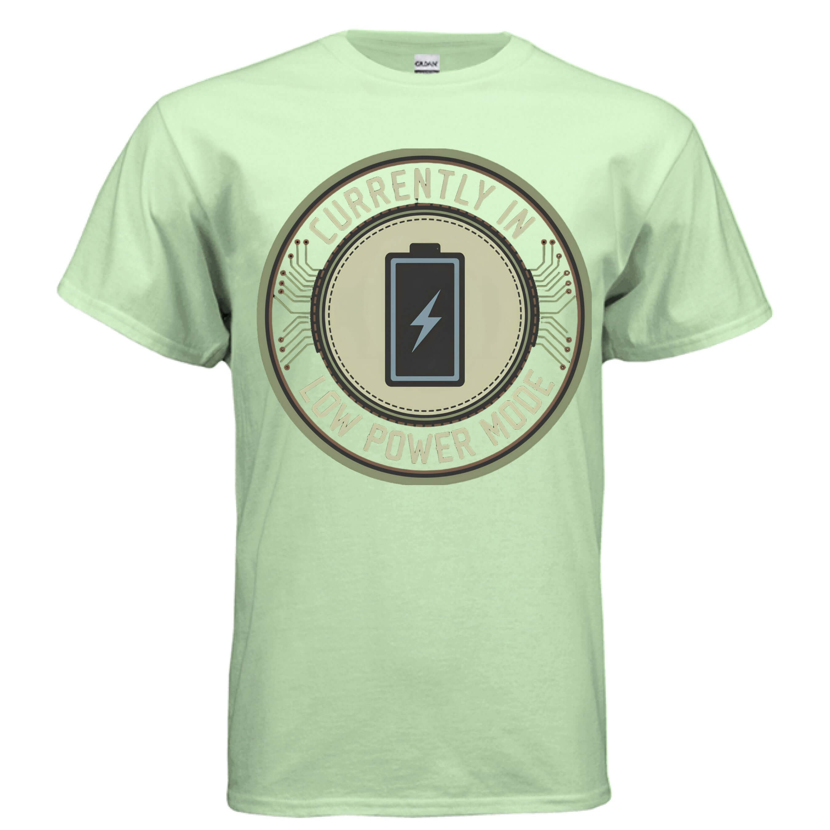OBSIDIAN CODE delivers the Low Power Mode tee, a funny tech humor shirt perfect for tired developers, gamers, and everyday comfort.