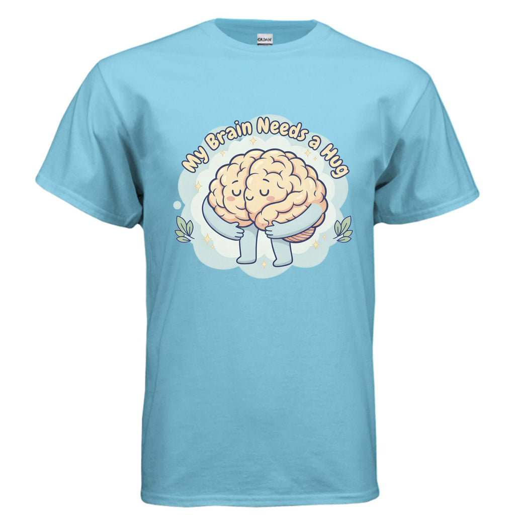 OBSIDIAN CODE offers the My Brain Needs a Hug tee, a gentle mental health awareness shirt promoting comfort, kindness, and emotional support.