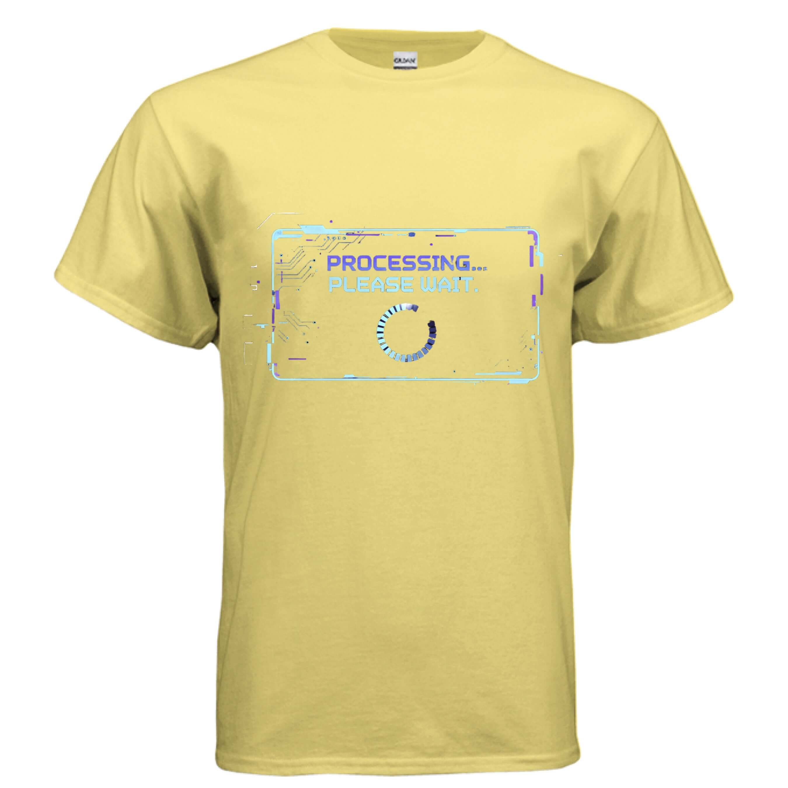OBSIDIAN CODE presents the Processing Please Wait tech humor tee, perfect for developers, gamers, and anyone who loves relatable digital humor.