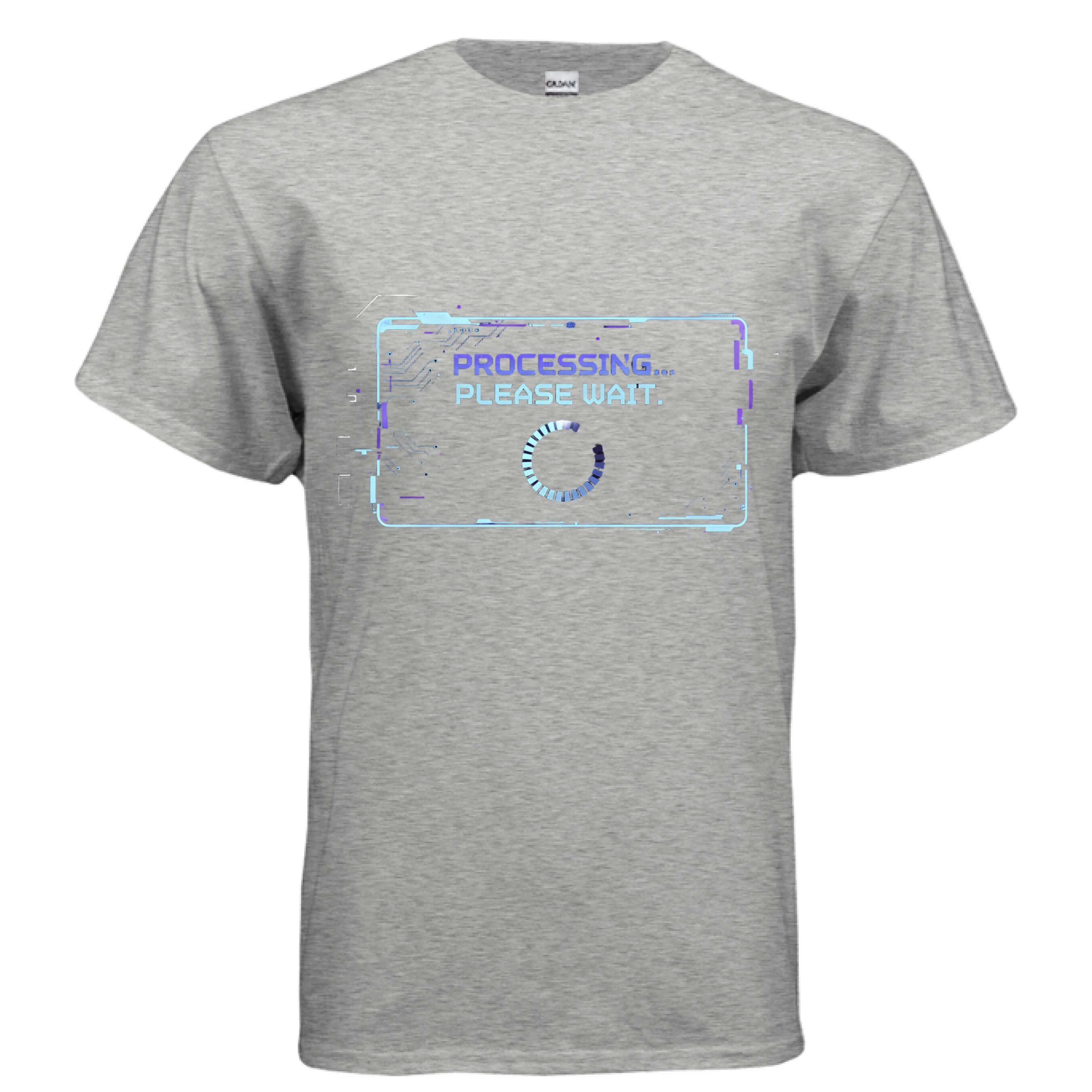 OBSIDIAN CODE presents the Processing Please Wait tech humor tee, perfect for developers, gamers, and anyone who loves relatable digital humor.