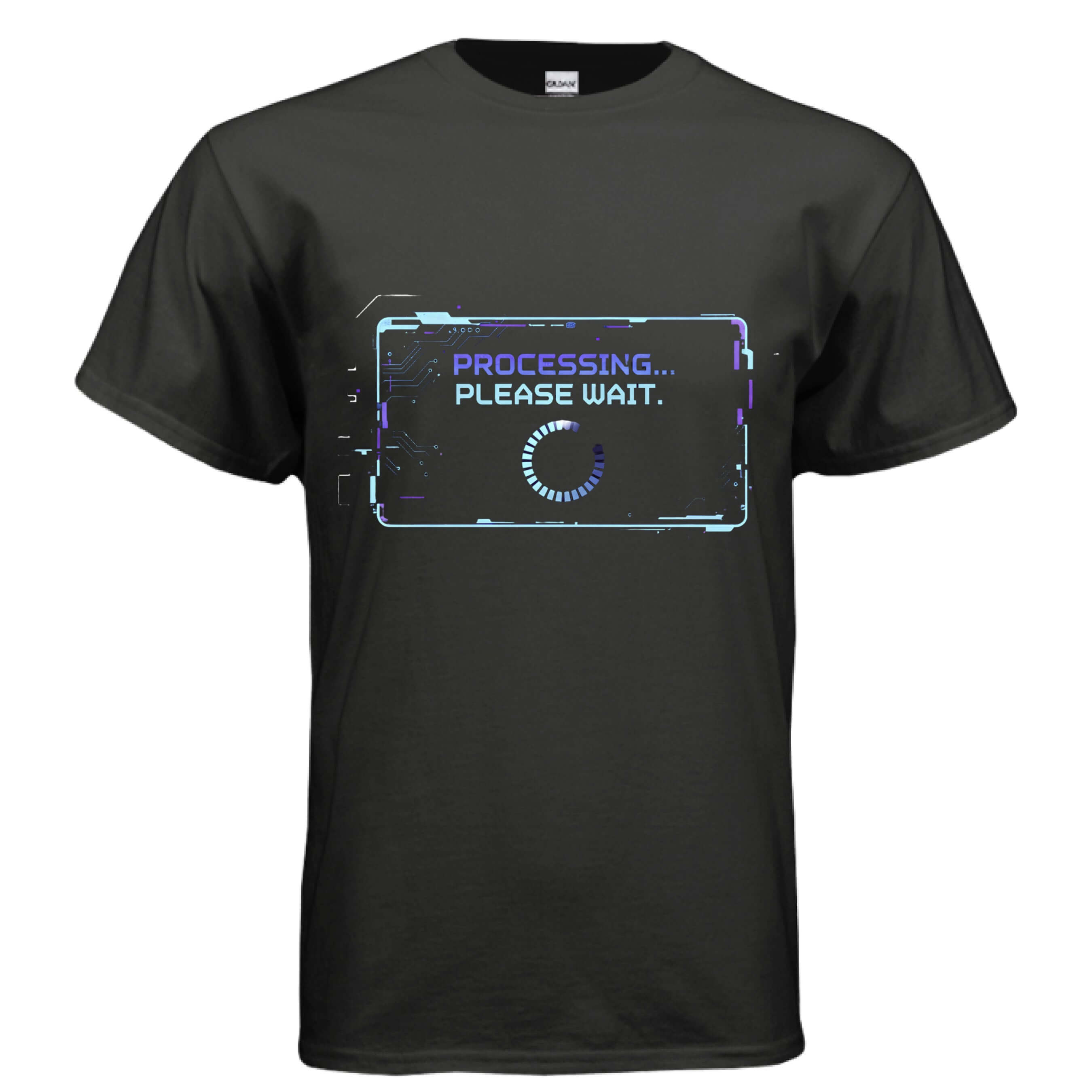 OBSIDIAN CODE presents the Processing Please Wait tech humor tee, perfect for developers, gamers, and anyone who loves relatable digital humor.