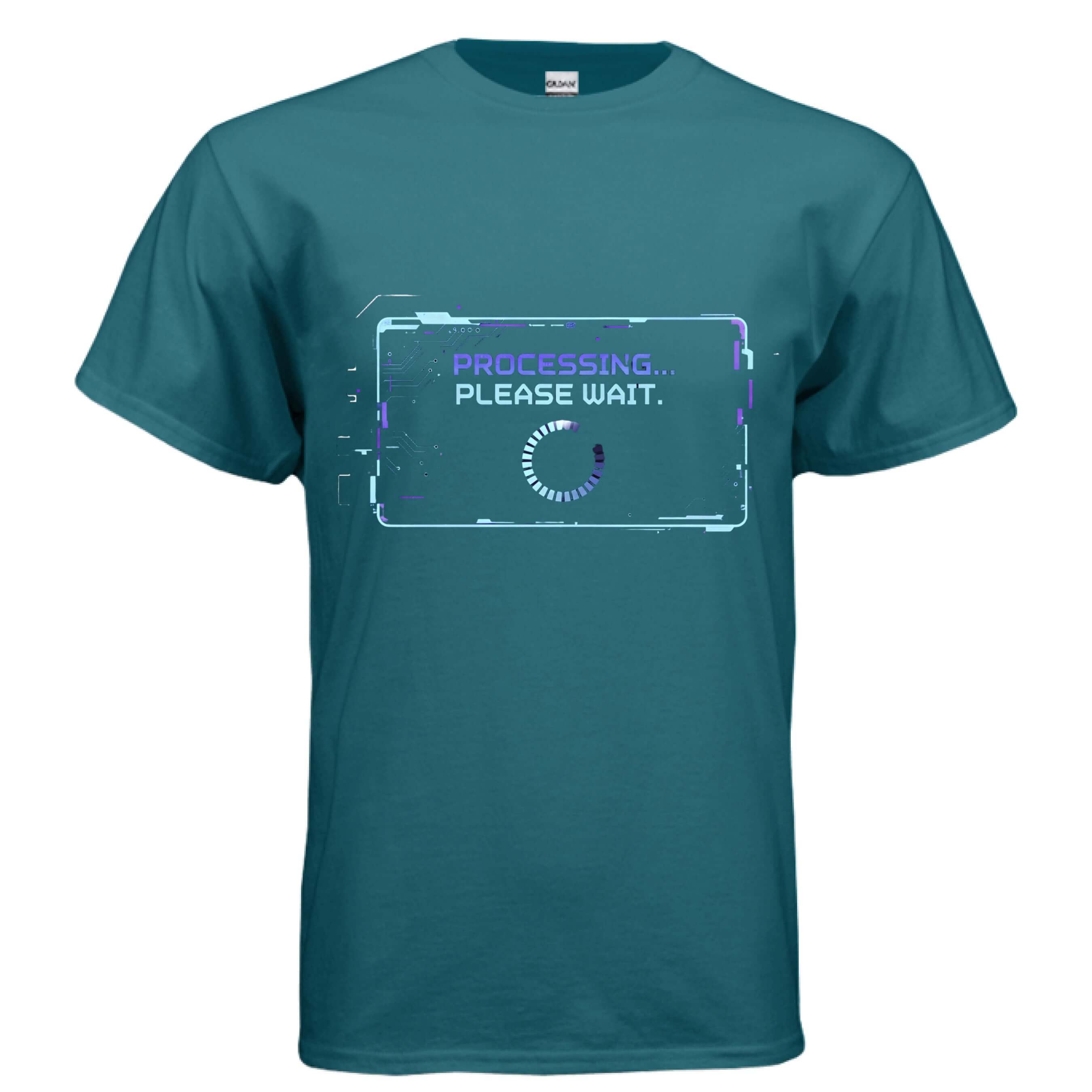 OBSIDIAN CODE presents the Processing Please Wait tech humor tee, perfect for developers, gamers, and anyone who loves relatable digital humor.