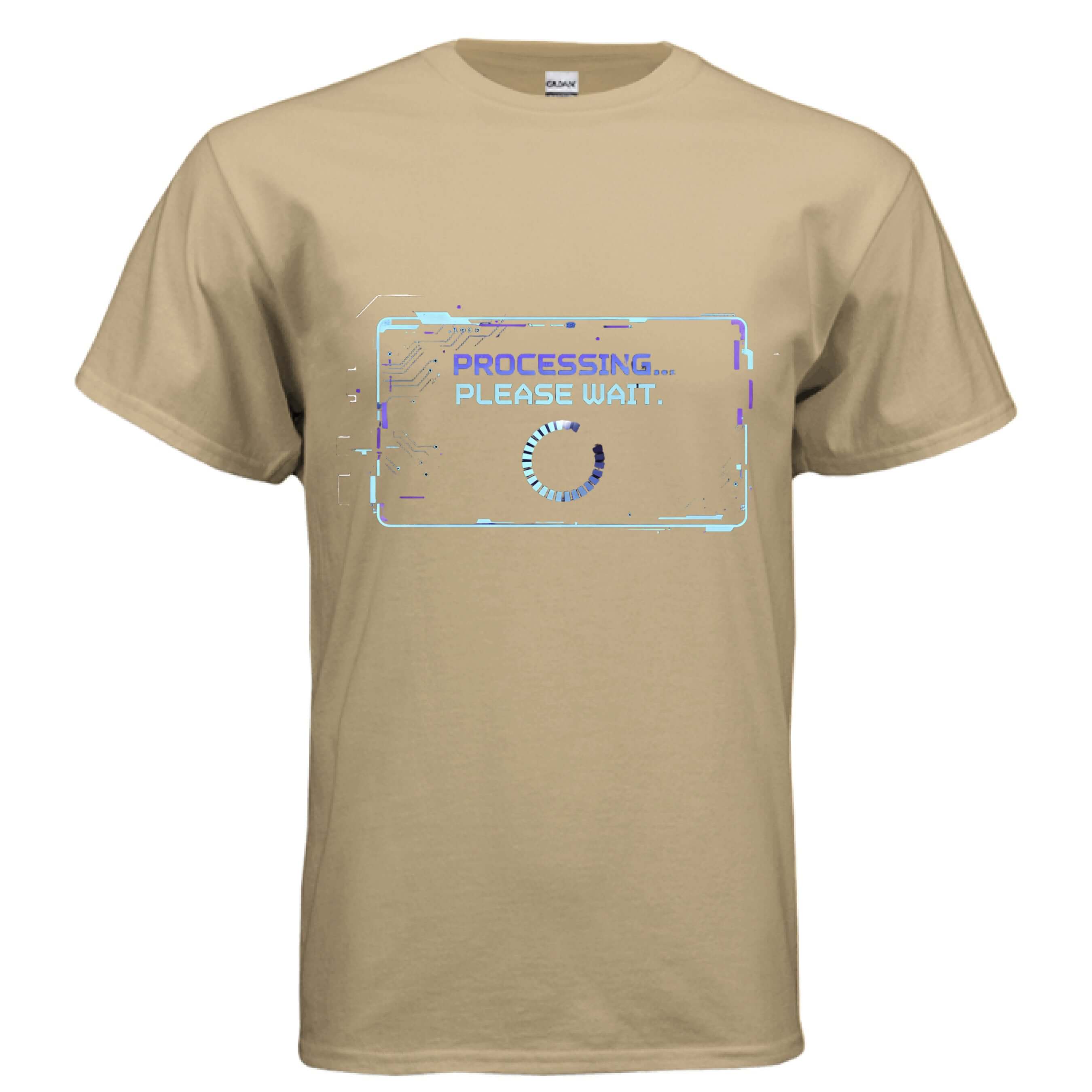OBSIDIAN CODE presents the Processing Please Wait tech humor tee, perfect for developers, gamers, and anyone who loves relatable digital humor.